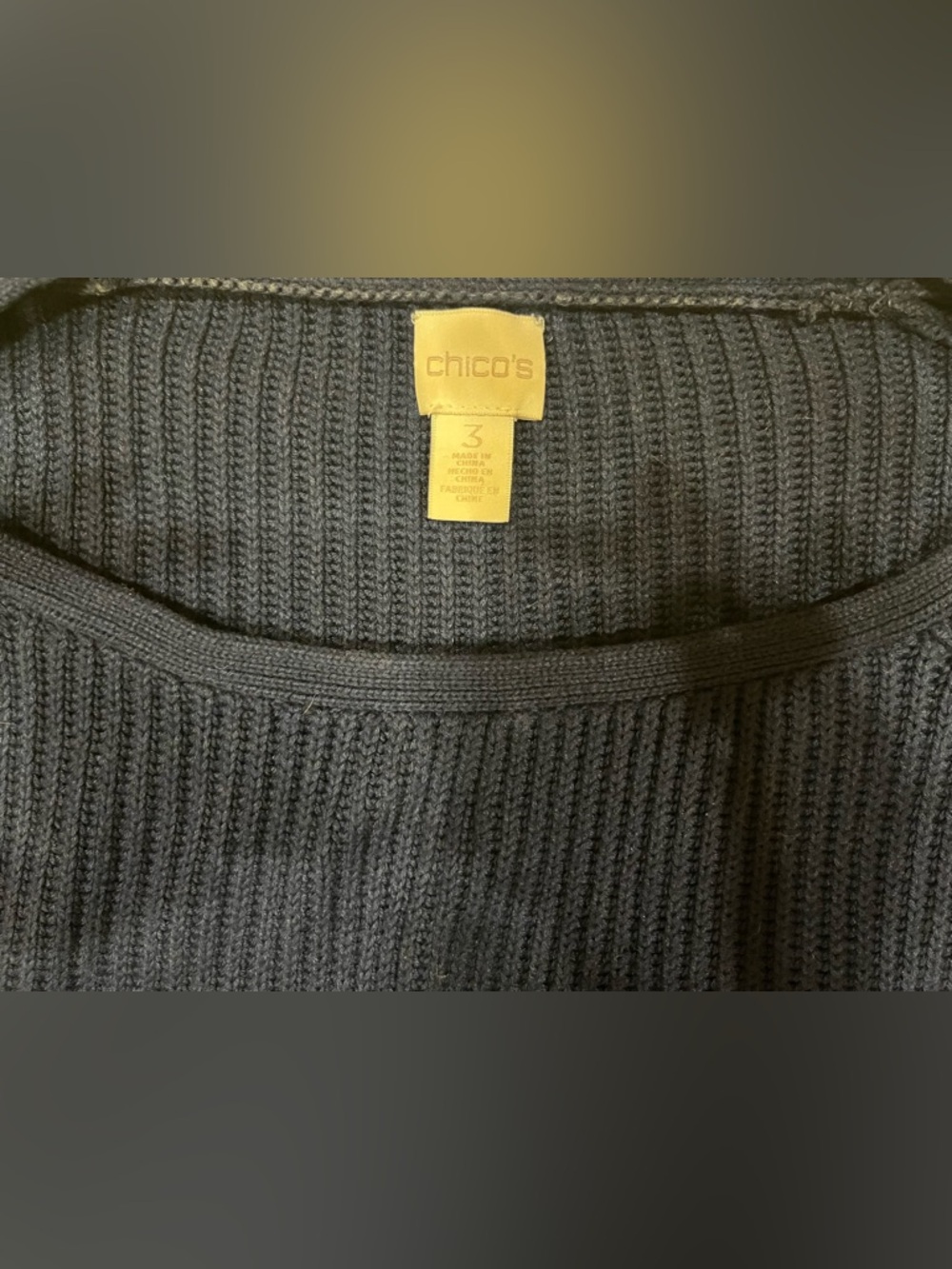 Chico's Blue Ribbed Knit Pullover - Picture 2 of 2